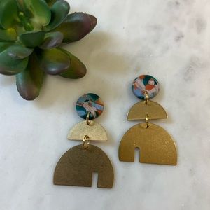 Polymer Clay and Brass Earrings